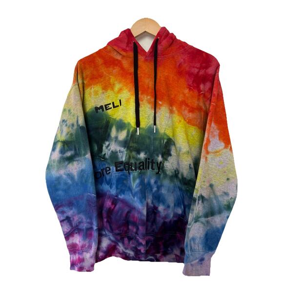 MELI Tie Dye Hoodie Sweatshirt Mens Medium More Equality Less Ignorance Unisex - Picture 1 of 12